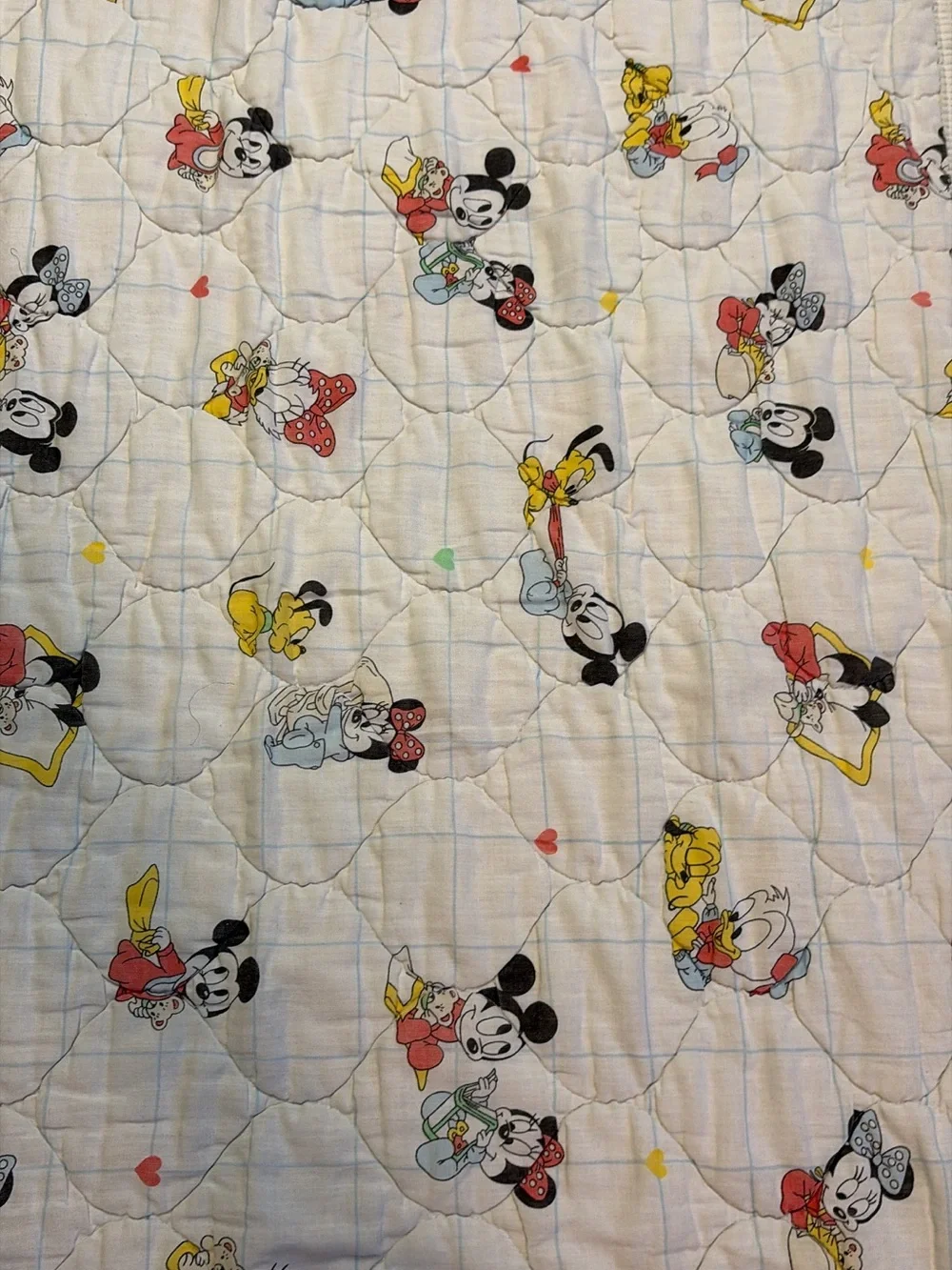 Disney White Quilted Mickey & Minnie Print Baby Blanket